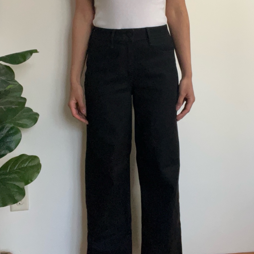 Old Navy Black Wide Leg Jeans High Rise Size 6 Minimalist Stretch